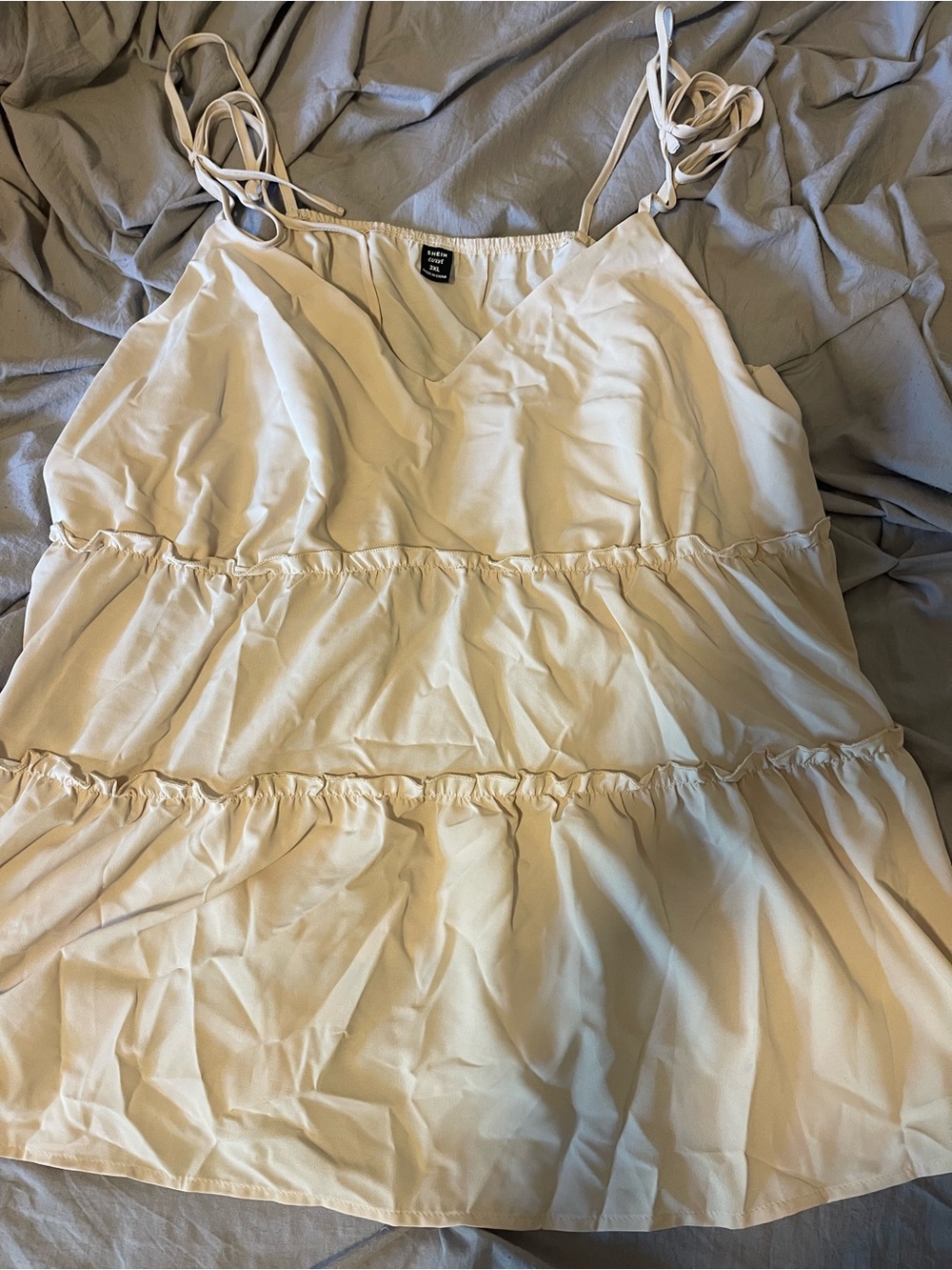Tiered Slip Dress Cami in Cream